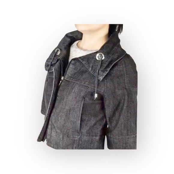 Sandro ༄ Cropped Swing Jacket ༄ Metallic Black + Silver Hardware ༄ M ༄ - Picture 13 of 14